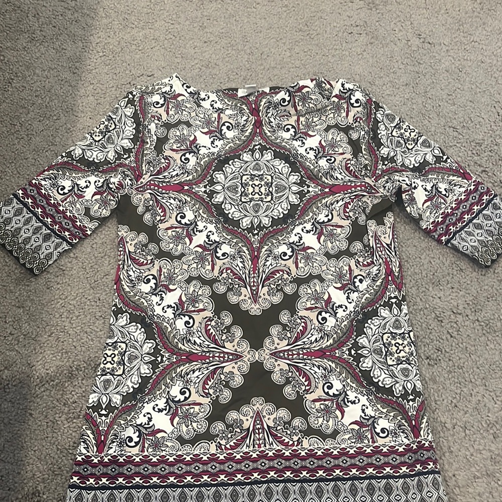 Magenta/olive green printed blouse